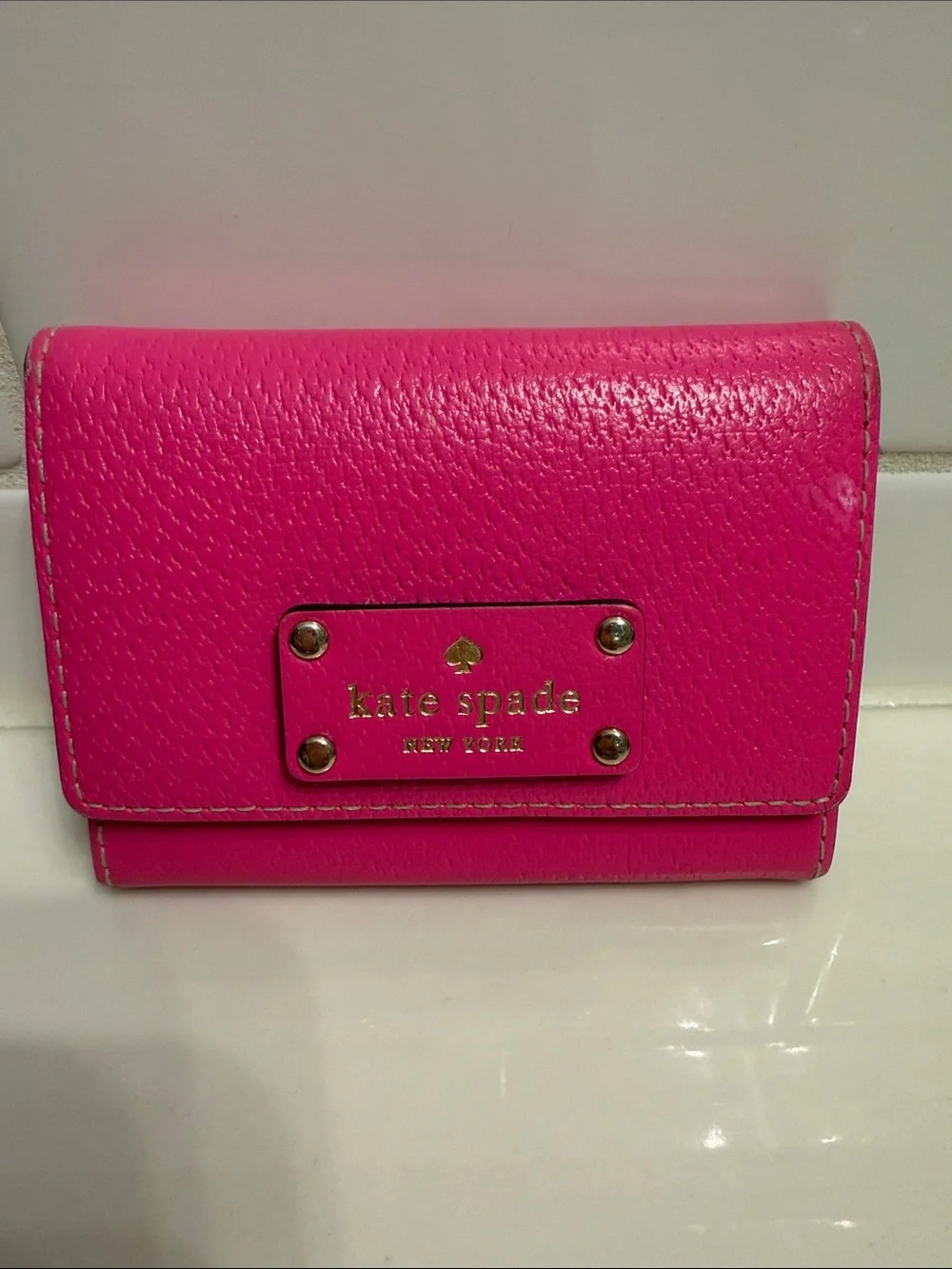 kate spade Hot Pink Leather Logo compact Wallet